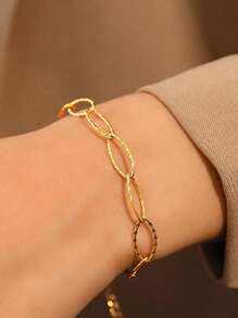 1 Stück Armband aus Edelstahl mit asymmetrischem stab-förmigem Design, minimalistischer Stil, unisex