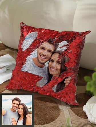 1 pieza Funda de almohada personalizada de lentejuelas mágicas reversibles, con foto/texto/logotipo/patrón de lentejuelas personalizado, perfecto para regalo de San Valentín/aniversario/cumpleaños para ella/mamá/esposa/novia. Regalos brillantes, únicos y personalizados ideales para él, ella, novio, novia, papá, mamá, familia, amigos, mascotas para aniversarios, San Valentín, cumpleaños, suministros de regalo de Navidad.