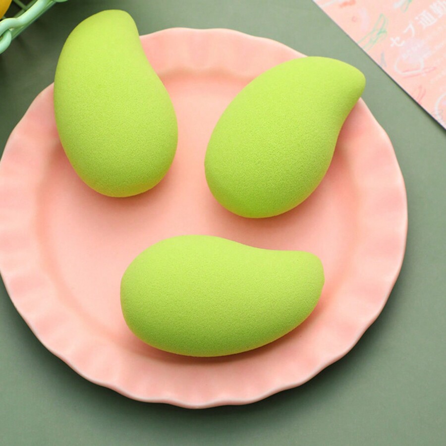 3pcs/Set Makeup Sponge Set Small Mango Shaped NonLatex Beauty Sponge