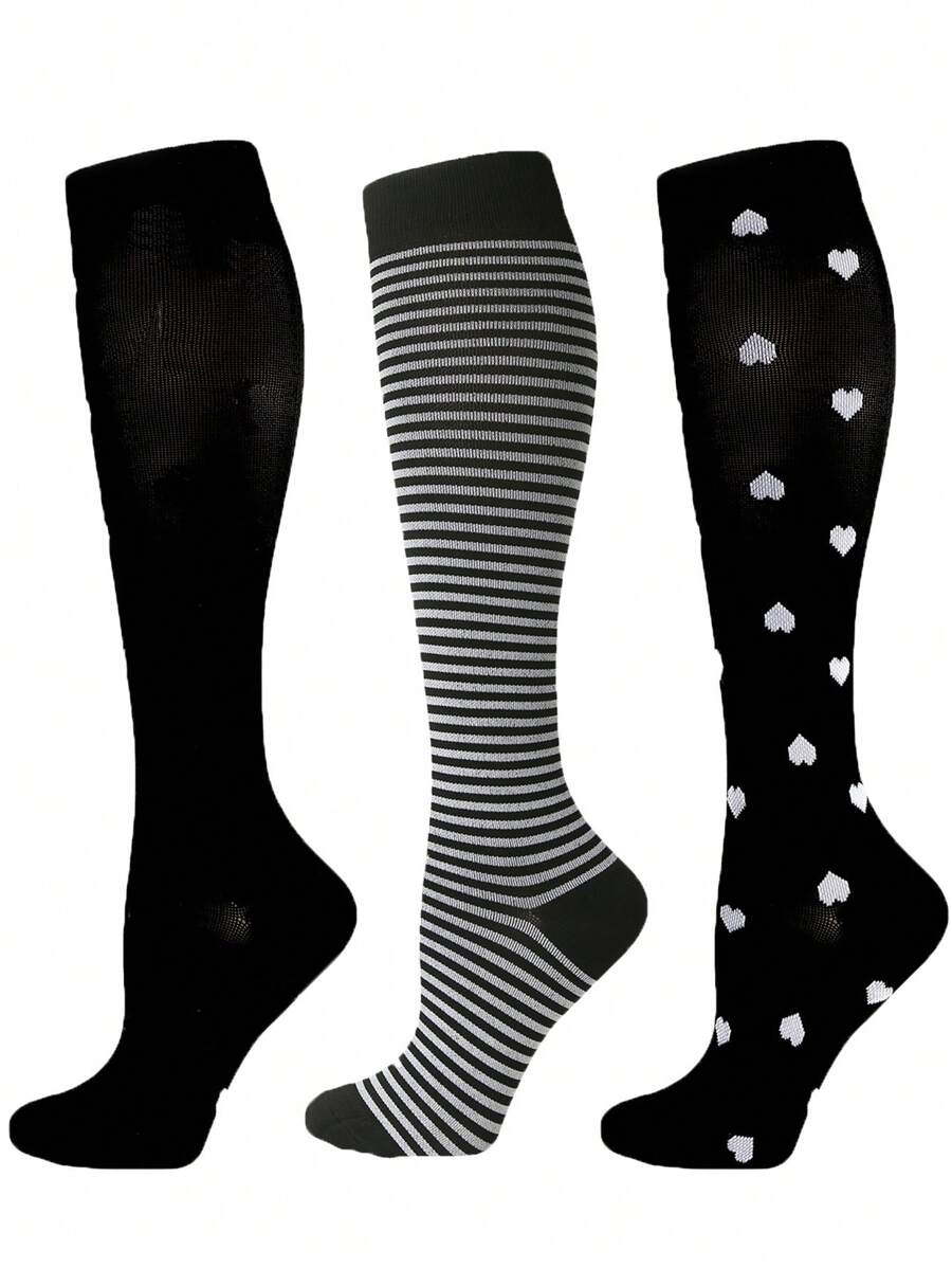 3對靜脈曲張壓縮襪，男女運動員跑步跳繩腿部支撐襪，非醫用運動襪