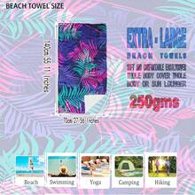 1片植物圖案沙灘浴巾,夏季包裹毛巾,超細纖維沙灘巾,運動毛巾,防砂,快乾,柔軟且吸濕,泳池毛巾,游泳毛巾,夏季、沙灘、游泳池、運動、瑜伽、遠足、沐浴、旅行適用,適合兒童、孩童、男女、女孩、男孩使用 - 彩色 - 查看 5