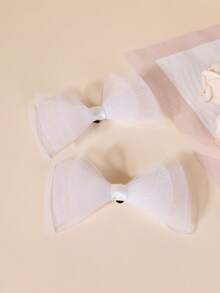 1 双白色 3 层网眼蝴蝶结设计鞋夹，休闲百搭 DIY 可拆卸鞋饰配件，适用于高跟鞋和平底鞋 - 白色 - 查看 5