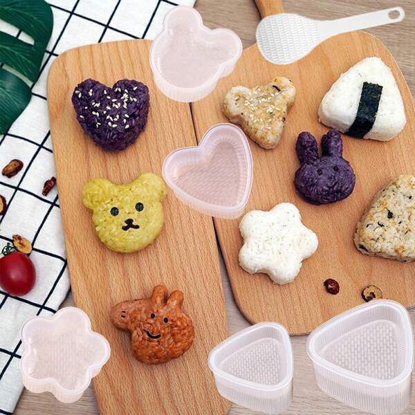 1pc/5pcs Rice Ball Mold - Featuring Triangle, Flower, Cartoon Bear, Heart Shape, Etc. - Diy Sushi Cake Pastry Mold - Single/Set