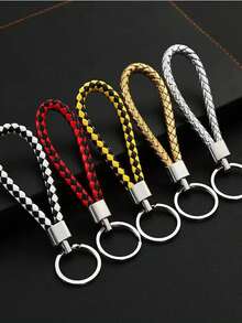 20入組隨機彩色pu皮編織繩防丟手機掛件,男女通用8字形鎖匙扣鑰匙圈帶可愛卡通吊飾,創意汽車鑰匙扣,促銷禮品手繩鑰鏈 - 彩色 - 查看 3