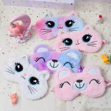 Cartoon Plush Sleeping Eye Mask, Cute Kids' Light Blocking Eye Cover For Better Sleep - Pink - View 2