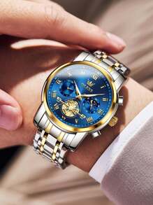 OLEVS. OLEVS Men's Watch Analog Quartz Movement Business Stainless Steel Waterproof Luminous Chronograph Day Date Luxury Dress Business Big Face Rome Number Diamond Dial Male Wrist Watches - Nhiều màu - Xem 4