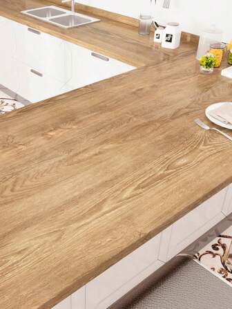 1pc Retro Light Brown Oak Wood Grain Pattern Diy Waterproof, Dirt-Proof, Easy To Clean Home Decoration Self-Adhesive Wallpaper Sticker For Kitchen Cabinets, Desks & Chairs, Room Background Renovation, Renovation Stickers Peel Wall Panels, Wall Paper, Wallpapers, Spring Decoration Items Refresh Your Home, Rama Decoration Stickers Gifts Birthday Graduation