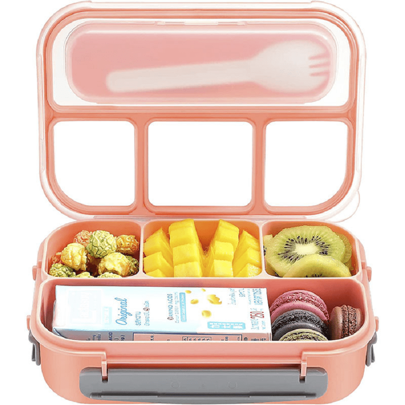 Lonchera Termica Escolar Infantil Niña Niño Mujer Vento Bento Fiambrera Lunch Hombre Desmontable kawaii Hermetico Cubiertos Cuchara Contenedor Escolar Lunch Box Caja de almuerzo con Cuchillería Para Comida LoncheraSOLO W426-ROSA