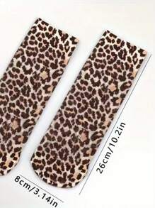 2 pares de calcetines finos con estampado de leopardo, ligeros y suaves, calcetines cortos, medias y calcetines de mujer, moda de lujo, apropiados para viajes, fiestas, vacaciones, Navidad, regalos para amantes, madre, esposa, aniversario, hija, uso diario, cómodos