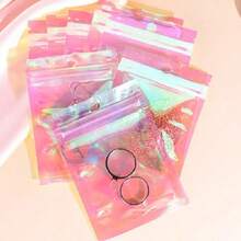 50入組全息陰陽設計自封袋,食品收納袋,耳環和項鍊珠寶塑料袋,彩虹鋁箔設計袋,分類和收納袋 - 50個彩 虹膜 - 查看 4