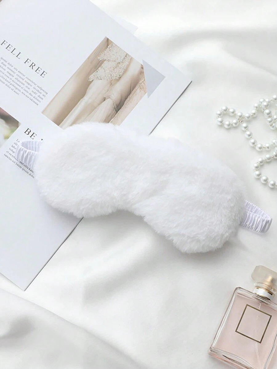 Cute Plush Cartoon Eye Mask For Kids, Light-Proof Sleeping Eye Shade - White - View 1