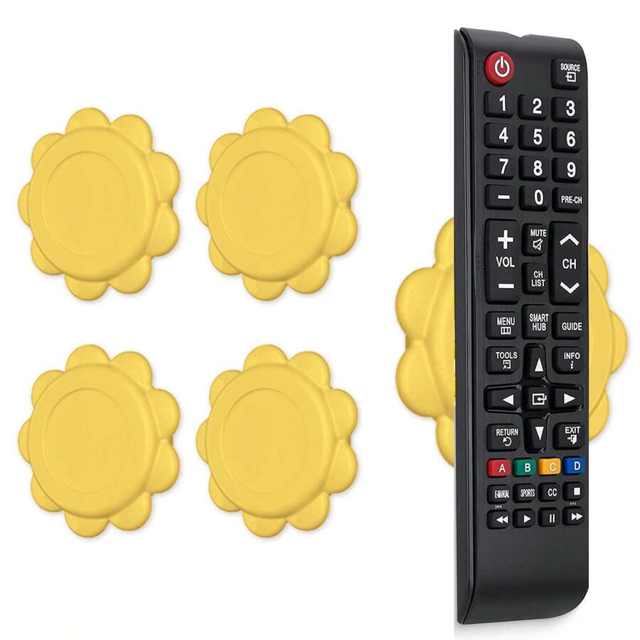 Magnetic Remote Control Holder - 2/4/6 Pcs Black Set For TV, Fan, And Air Conditioner Remotes - Wall Mount With Self-Adhesive Back For Easy Installation And With Our Powerful And Sleek Magnetic Holders - Yellow - View 1