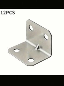 12 Pieces L-Shaped Corner Bracket: Heavy Duty Metal Corner Bracket For Drawer Rack Wall Bracket Fixing And Straight Corner Bracket - Furniture Hardware - Silver - View 5