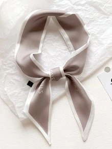 1 件女士字母印花丝绸围巾/头带/腕带，非常适合日常佩戴，时尚头巾、发带、头带非常适合装扮您的冬季秋季 - 駝色 - 查看 7