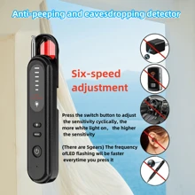 1 件迷你黑色反間諜探測器,用於攝像頭和竊聽器信號檢測,電池壽命長,帶聲音警報,6 級調節,內置紅外線燈,便攜式,適用於酒店、辦公室、旅行、汽車等。 - 黑色 - 查看 2