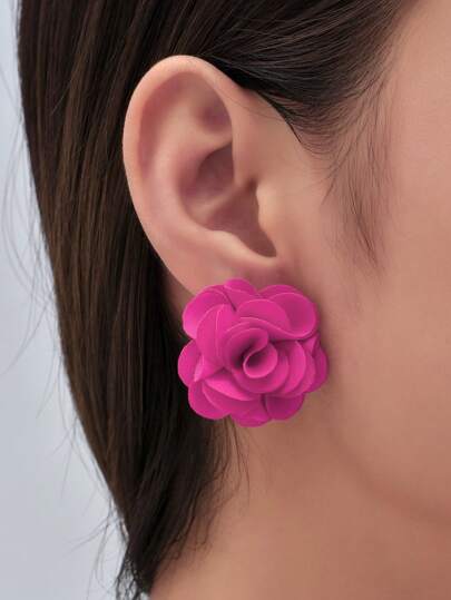 Aretes tipo botón con decoración de flores para San Valentín, mamá, día de la madre, regalo