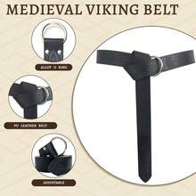 Thắt lưng hiệp sĩ thời trung cổ cho nam LARP Phục hưng O Ring Thắt lưng màu đen nâu cho áo dài Viking Trang phục hóa trang Halloween - A - Xem 5