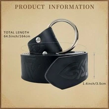 Thắt lưng hiệp sĩ thời trung cổ cho nam LARP Phục hưng O Ring Thắt lưng màu đen nâu cho áo dài Viking Trang phục hóa trang Halloween - A - Xem 4
