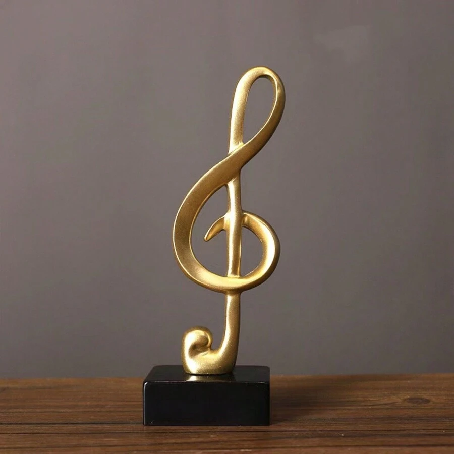 1 Miếng Vàng Dấu âm nhạc Điêu khắc , Trang trí Cái giá Vật trang trí Thích hợp Đối với Sàn nhà Và Giá sách - Vàng - Xem 1