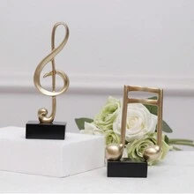 1 Miếng Vàng Dấu âm nhạc Điêu khắc , Trang trí Cái giá Vật trang trí Thích hợp Đối với Sàn nhà Và Giá sách - Vàng - Xem 4