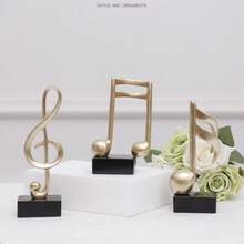 1 Miếng Vàng Dấu âm nhạc Điêu khắc , Trang trí Cái giá Vật trang trí Thích hợp Đối với Sàn nhà Và Giá sách - Vàng - Xem 9