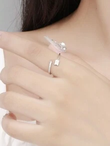 1入組女士S925純銀箭頭鑲鑽戒指，INS歐美風格食指戒，簡約獨特設計，開口設計戒指，適於作為婚戒、聚會或日常佩戴，母親、好友、女友的禮物，生日禮物 - 箭頭戒指 - 查看 7