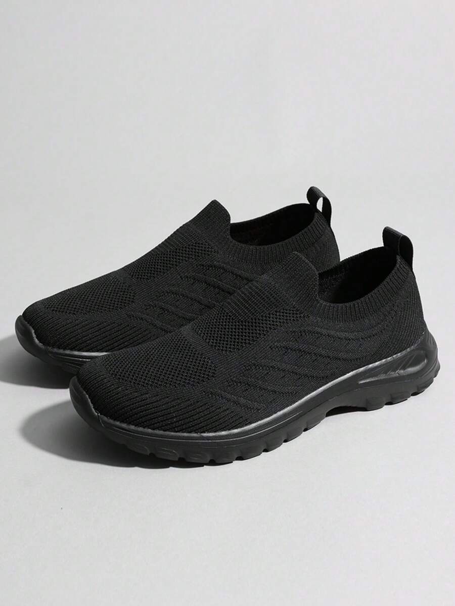 Breathable Mesh Men's Slip-On Sneakers, Spring Casual Sports Shoes For Men And Women - Black - View 1