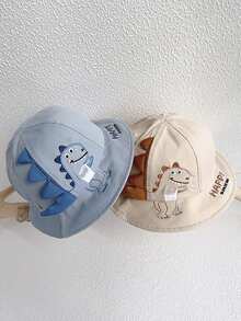 1pc Toddler Girl's 1-2y Cute 3d Dinosaur Embroidery Sun Protection Bucket Hat For Outdoor Activities, Summer - Blue - View 5