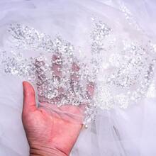 1pc Extra Large Luxury Embroidered Sequin Shawl, Bridal Wedding Party Wrap - VG25 - View 10