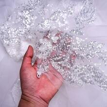 1pc Extra Large Luxury Embroidered Sequin Shawl, Bridal Wedding Party Wrap - VG25 - View 9