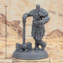 Human Berserker Barbarian Miniature, Male Miniature, Highly Detailed 3d Printed Miniature - Dark Grey - View 3
