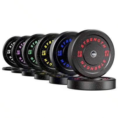 GIKPAL 2-Inch Weight Plates, Durable Rubber - Low Noise & Floor Protection - Quick Identification, 10lb To 55lb Weights - Ideal For Weightlifting & CrossFit