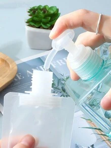 30ml/50ml/100ml 1 pieza/3 piezas Bolsas cosméticas recargables planas, soporte vertical, botellas dispensadoras de líquido a prueba de fugas para viajes, envases cosméticos, tubos exprimibles de artículos de tocador, adecuados para champú, loción, gel de baño, gel de ducha 2 en 1, buen sellado, compacto y portátil, accesorios de viaje, equipo de viaje al aire libre - transparente - Ver 5