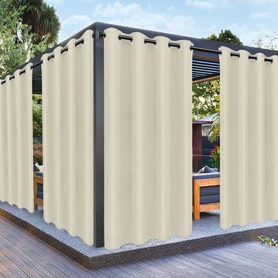 BONZER Outdoor Curtains For Patio Waterproof Weatherproof, UV And Fade Resistant Outside Curtains For Gazebo, Front Porch, Pergola, Sun Blocking Privacy Curtain, 52W X 84L Inch, 1 Panel, White