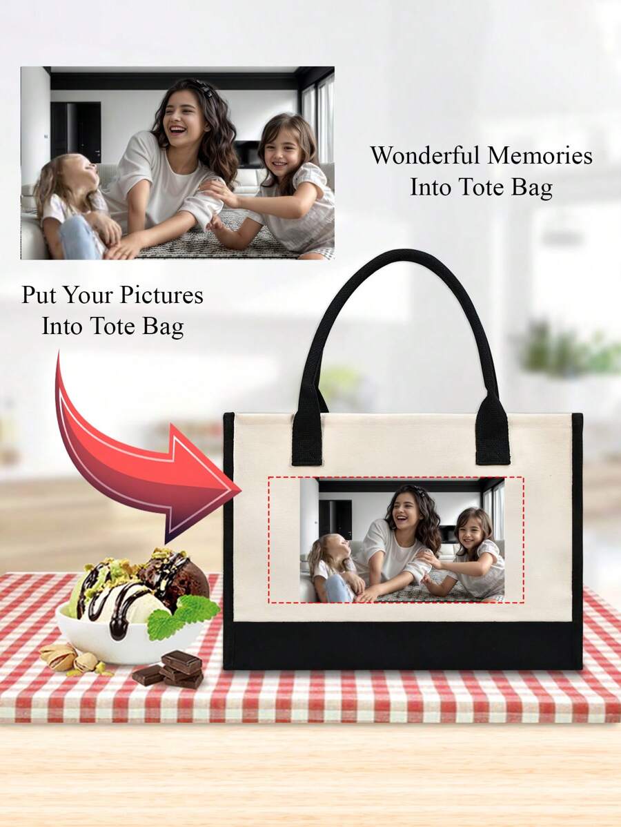 Bolsa de lona impresa, estilo de negocios, ligera y resistente al agua. Bolsa de regalo personalizada con patrón personalizado, de gran capacidad para compras. Adecuada para bodas, cumpleaños, playa, vacaciones. Mejor regalo para mujeres, madres, maestros, amigos, damas de honor, estudiantes. Bolso grande, bolsa escolar, adecuada para adolescentes, estudiantes universitarias, trabajadores de cuello blanco. Aplicable a oficina, academia, trabajo, negocios, transporte, al aire libre, viajes y salidas. Regalo de graduación de regreso a la escuela para bolsa de maestro, bolsa de playa, bolsa de compras de vacaciones, glamour de Año Nuevo - Blanco - Ver 1