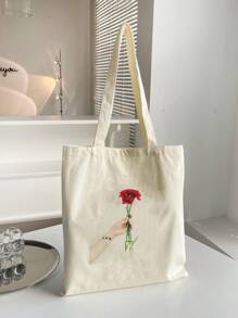 包包，旅行必备，女士单肩包，女士手提包，纯色女士包，适合旅行，适合购物，可定制照片，DIY，生日礼物，情人节礼物，送给女朋友，男朋友，孩子，母亲节礼物，父亲节礼物，万圣节礼物，圣诞节礼物，大容量，可折叠，轻便，时尚，简约，百搭，尽显魅力 - 米色 - 查看 8