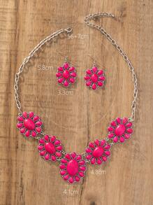 1 bộ Của phụ nữ Vintage Bohemian Phong cách đá Vòng cổ mặt dây chuyền & Hoa tai , Lý tưởng Đối với Kỳ nghỉ Hoặc Các bữa tiệc - Màu Hồng Tươi - Xem 4