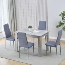 Dining Room Set, Dining Table With Chairs, 110x70 Cm Table And Chairs For Living Room Home Kitchen - Grey - View 4