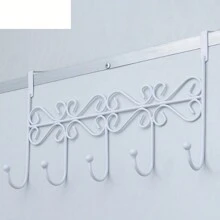 1 móc treo áo khoác đa năng bằng kim loại gắn cửa, móc treo cửa tủ, giá treo khăn 5 móc treo cửa phòng tắm, móc treo quần áo phòng ngủ, giá treo khăn - trắng - Xem 1