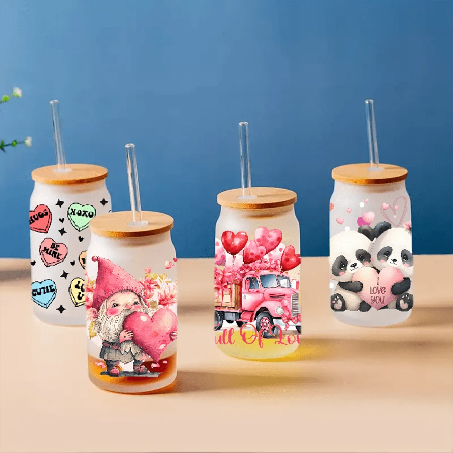 4pcs Uv Dtf Transfer Sticker For Cool Sunglasses Girl Boy Couple Design