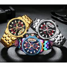 MINIFOCUS 1 Chiếc Đồng Hồ Nam Mini FOCUS Thời Trang Thông Thường Thể Thao Đeo Tay Motley Đồng Hồ Chronograph Chống Thấm Nước Sáng Dây Thép Không Gỉ Đồng Hồ Thạch Anh Dành Cho Nam Quà Tặng Tuyệt Vời - Ombre - Xem 3