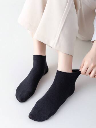 7 Paar einfarbige lässige Knöchelsocken, Frühling/Herbst