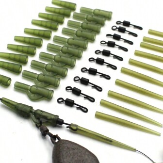40pcs Carp Fishing Anti Tangle Sleeves Connect Fishing Hook Rubber Tip Tube Positioner Terminal Tackles Carpfishing Material
