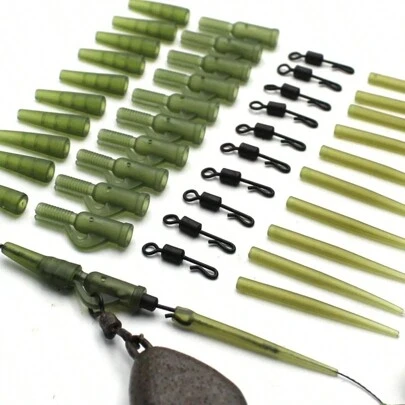 40pcs Carp Fishing Anti Tangle Sleeves Connect Fishing Hook Rubber Tip Tube Positioner Terminal Tackles Carpfishing Material