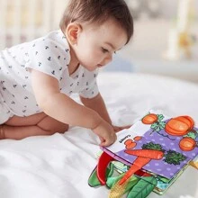 1 件 6 页可水洗布书，带蔬菜主题皱纹纸，适合婴幼儿、早教 3D 书籍、抗撕裂刺激玩具、学龄前圣诞节和万圣节礼物 - 六頁蔬菜布書 - 查看 5