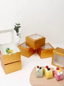 [10件/20件/30件] Ins风格蛋糕盒、烘焙甜品盒、家庭烘焙包装盒、迷你纸杯蛋糕盒、简易蛋糕盒、布朗尼蛋糕盒、纸板蛋糕盒、透明波浪展示窗纸杯蛋糕盒、派对蛋糕盒、奶油蛋糕盒