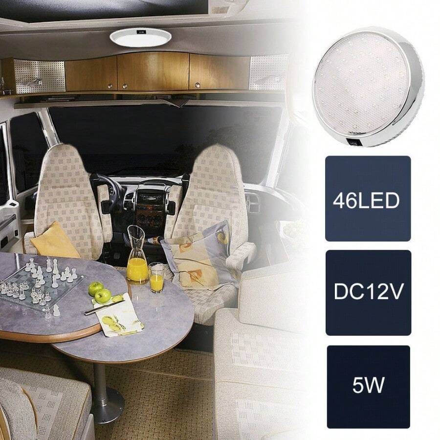 1PC 12V 46 LED Waterproof Led Ceiling Lights Cabin Lights Roof Caravan Campervan Car Kitchen