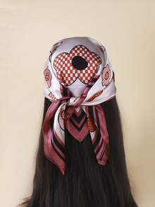 1條模擬絲印花小花圍巾/斗篷/手帕/腰帶/裝飾條/頭帶/時尚女士圍巾 - 彩色 - 查看 2