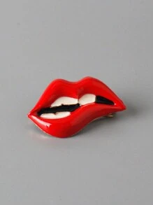 1pc Women's Flame Red Lips Brooch, Sexy Red Mouth, Versatile, Badge Pin - Red Lip Brooch - View 9