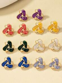 1 Đôi Phong Cách Hàn Quốc Sáng Tạo Nhỏ Thời Trang Vintage Nhỏ Giọt Dầu Tam Giác Bông Tai - bông tai - Xem 10